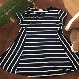 Navy and white stripe blouse.